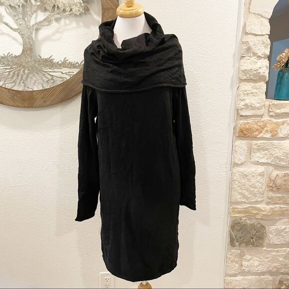 H Halston Cowl Neck Sweater Dress Black Large - Picture 1 of 6